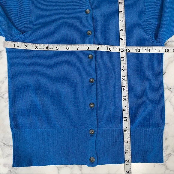 J. Crew Ribbed Jackie Cardigan Sweater Royal Blue Lyocell Silk Preppy Fitted S - Picture 6 of 10